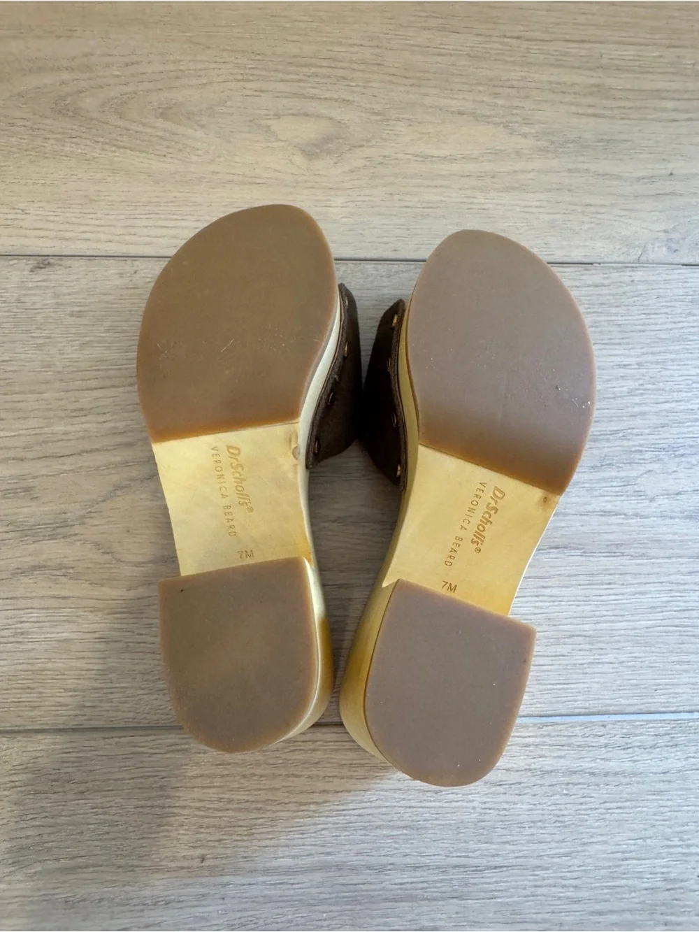 Dr. Scholl's x Veronica Beard Hula Canvas Buckle Mule Clogs Wooden Platform